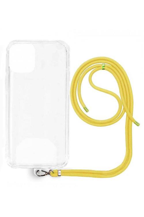 Apple Iphone 5S Ip Askılı Şeffaf Silikon Kılıf Sarı