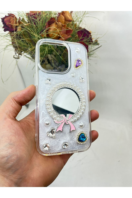 İphone 12 Pro-12 Fiyonk Tasarım Aynalı Taşlı Kılıf