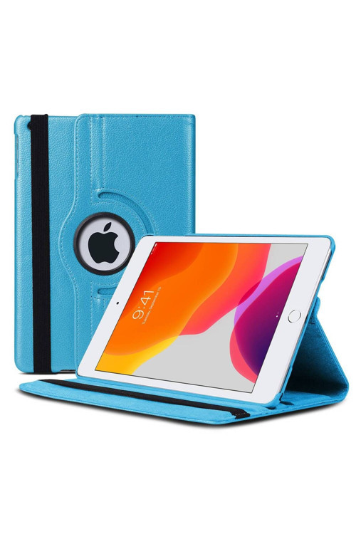 Apple Ipad 10.2'' 7. Nesil (A2197-A2200-A2198) Deri Kapaklı 360 Kılıf Açık Mavi