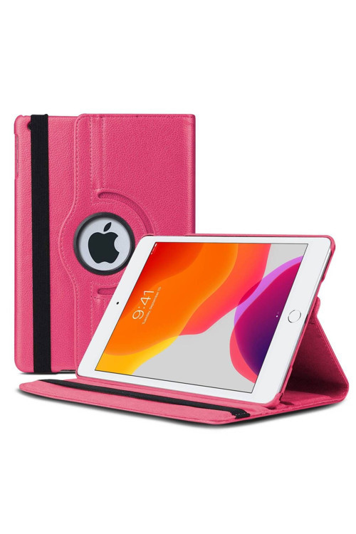 Apple Ipad 10.2'' 7. Nesil (A2197-A2200-A2198) Deri Kapaklı 360 Kılıf Pembe