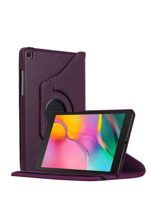 Samsung Galaxy Tab A7 T500 Deri Kapaklı 360 Kılıf Mor