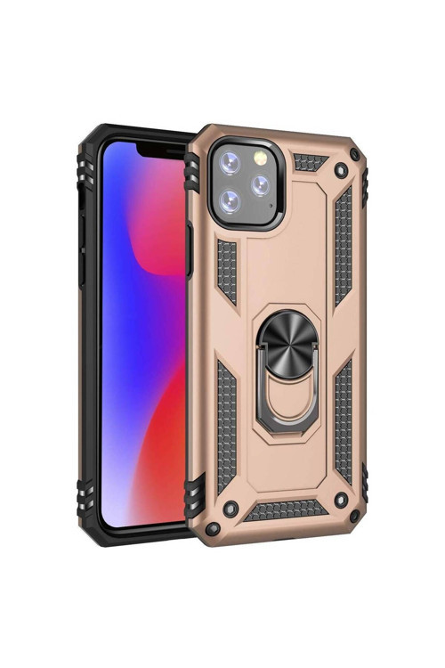 Apple Iphone 11 Pro Max Yüzüklü Tank Kılıf Gold