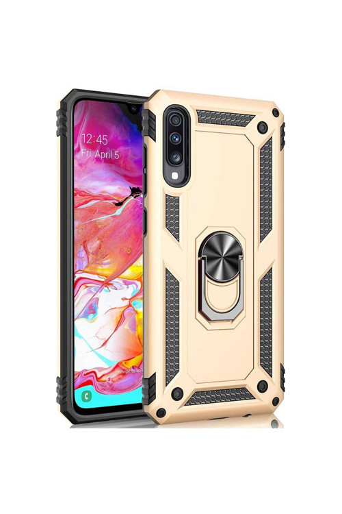 Samsung Galaxy A70 (A705F) Yüzüklü Tank Kılıf Gold