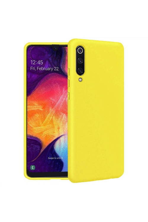 Samsung Galaxy A50S Içi Kadife Silikon Kılıf Sarı