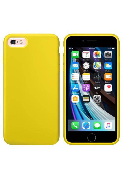 Apple Iphone 6 Içi Kadife Silikon Kılıf Sarı