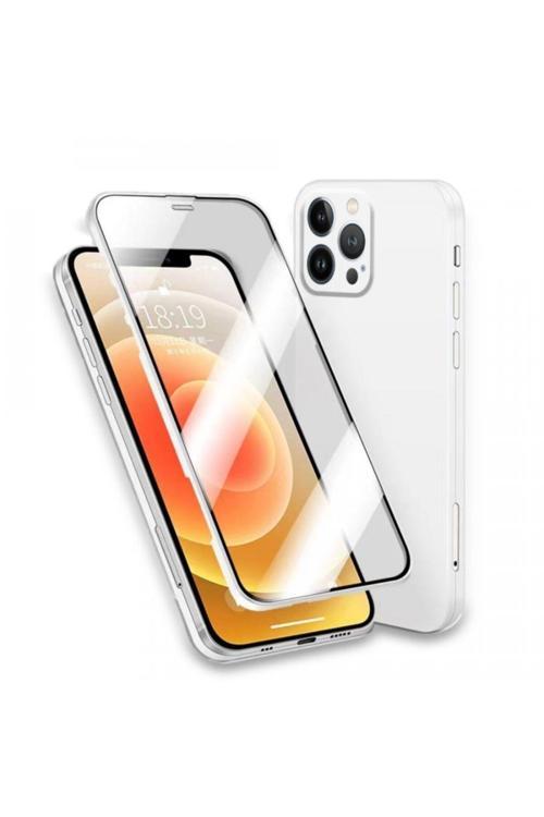 Iphone 13 Pro Uyumlu  6.1'' 360 Kaplama Led Kılıf Beyaz