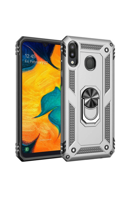 Samsung Galaxy A30 (A305F) Yüzüklü Tank Kılıf Gümüş