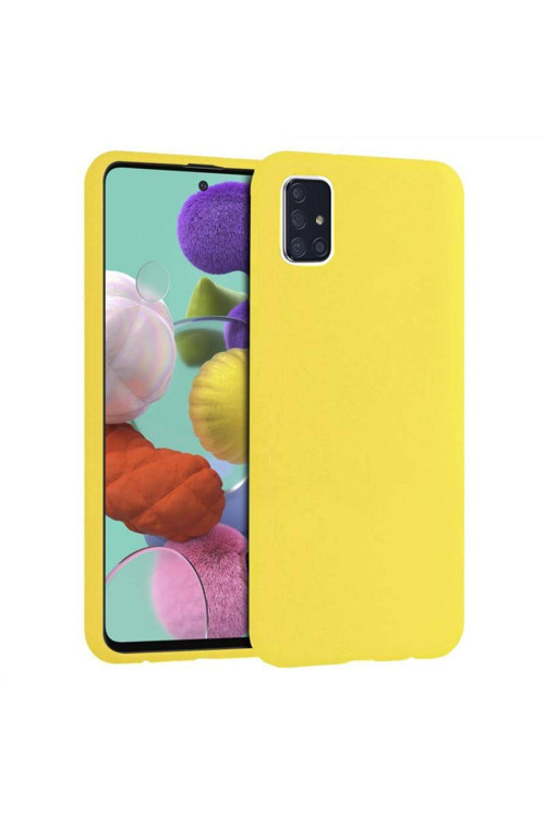 Samsung Galaxy A71 Içi Kadife Silikon Kılıf Sarı