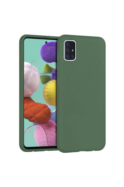Samsung Galaxy A71 Içi Kadife Silikon Kılıf Yeşil