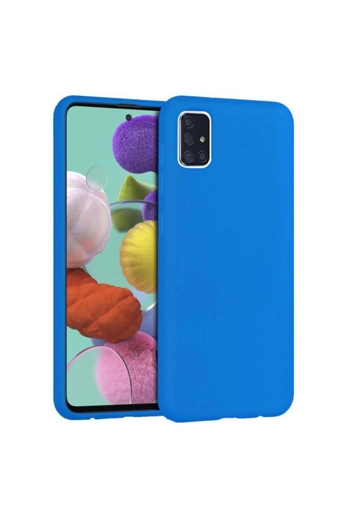Samsung Galaxy A71 Içi Kadife Silikon Kılıf Mavi