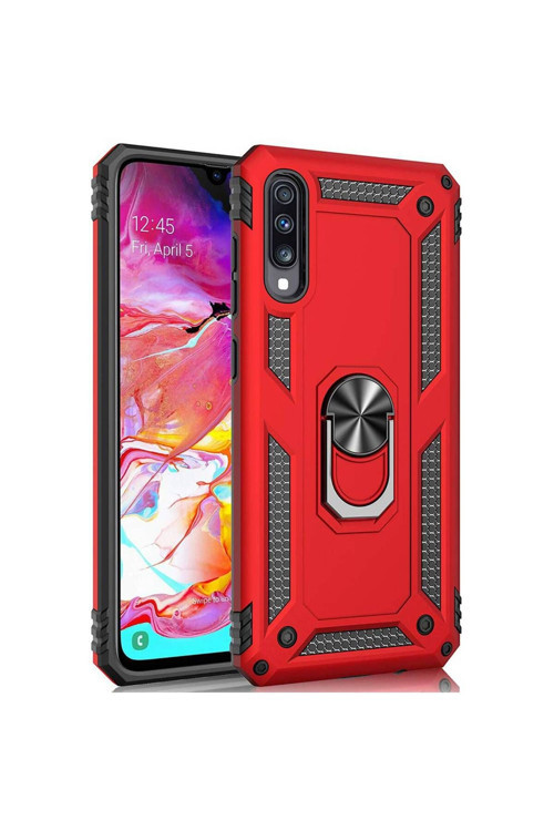 Samsung Galaxy A70 (A705F) Yüzüklü Tank Kılıf Bordo