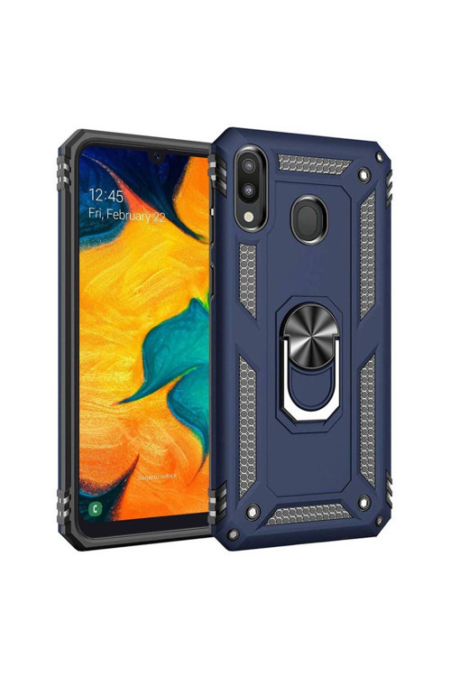 Samsung Galaxy A30 (A305F) Yüzüklü Tank Kılıf Lacivert