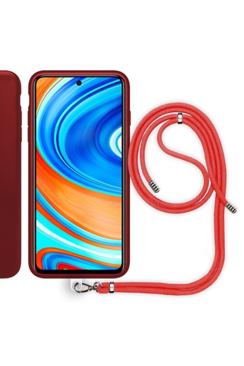 Xiaomi Redmi Note 9S Ip Askılı Silikon Kılıf Mürdüm