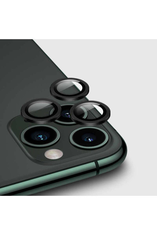 Apple İphone 12 6.1'' Metal Çerçeveli Kamera Koruma Lensi Siyah