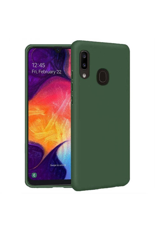 Samsung Galaxy A20 Içi Kadife Silikon Kılıf Yeşil