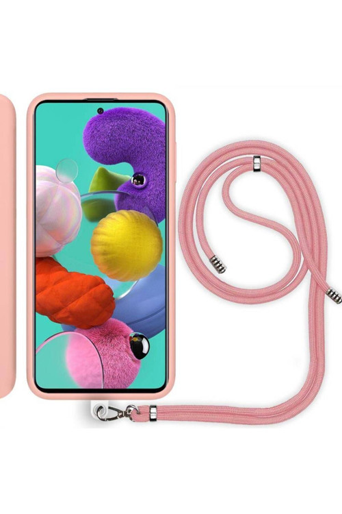 Samsung Galaxy A22 Ip Askılı Silikon Kılıf Pembe