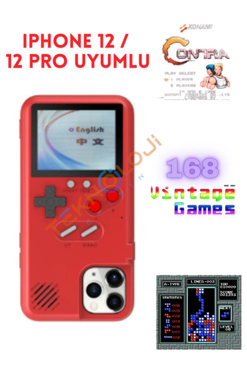 Iphone 12 / 12 Pro Kılıf Vintage Oyun Retro Atari Kılıf 168 Oyun Gameboy Telefon Koruyucu