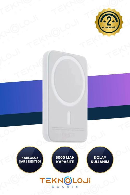 Magsafe 5000 Mah Powerbank Taşınabilir Kablosuz Şarj Cihazı Iphone Uyumlu Wireless Şarj