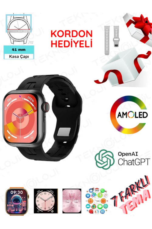 Watch 9 Mini Akıllı Saat Smart Watch 41Mm 1.75İnç Amoled Ekran Chatgpt 128Mb Hafıza Kordon Hediyeli