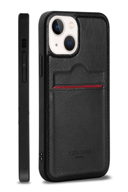 Iphone 13 Uyumlu Kartlıklı Rich Boss Lüx Deri Kılıf Siyah