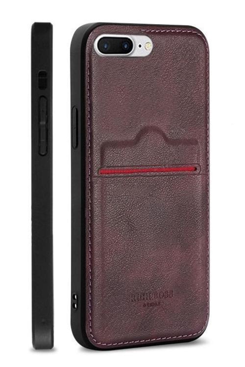 Iphone 8 Plus Uyumlu Kartlıklı Rich Boss Lüx Deri Kılıf Koyu Kırmızı