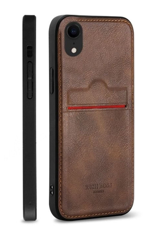 Xiaomi Pocophone X3 Uyumlu Kartlıklı Rich Boss Lüx Deri Kılıf Koyu Kahverengi