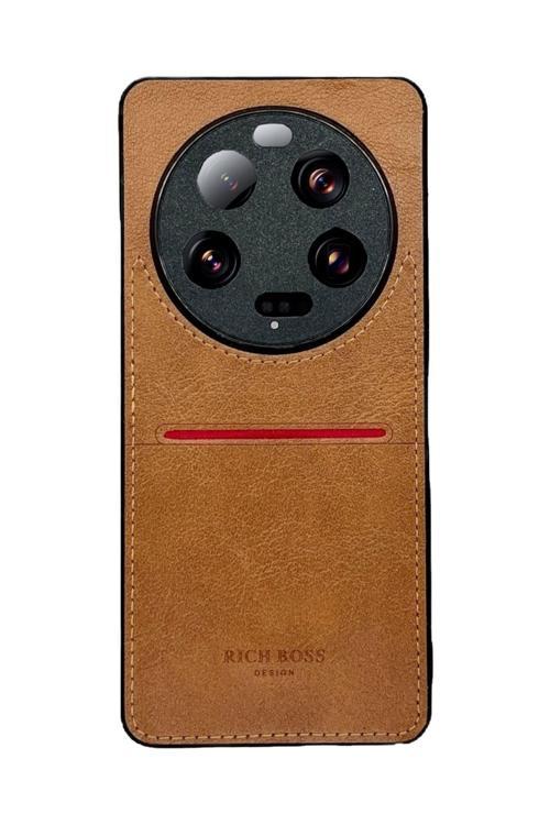 Xiaomi Mi 13 Ultra Kartlıklı Lux Deri Kılıf Açık Kahve