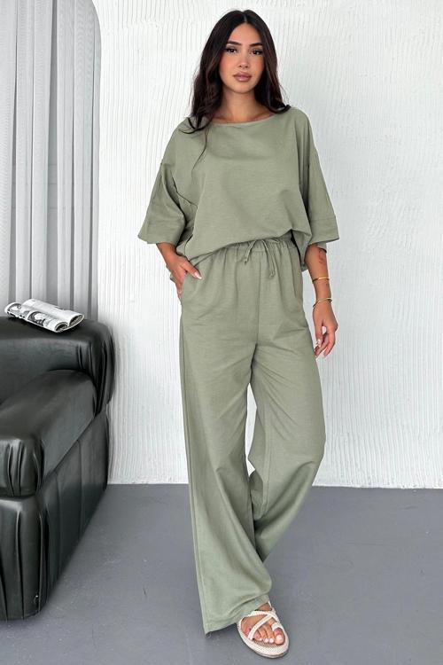 Oversize Keten Takım – Kadın Yazlık Rahat Kalıp 2’li Kombin