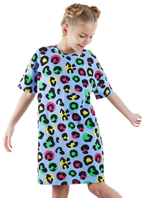 Leopar Kız Çocuk Oversize Elbise