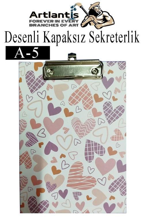 Desenli Sekreterlik Kapaksız A5 1 Adet Renkli A5 Kapaksız Sekreterlik Klipsli Metal Mekanizmalı 80 Yaprak Kapasiteli