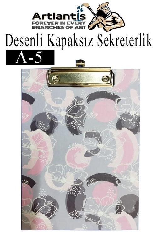 Desenli Sekreterlik Kapaksız A5 1 Adet Renkli A5 Kapaksız Sekreterlik Klipsli Metal Mekanizmalı 80 Yaprak Kapasiteli