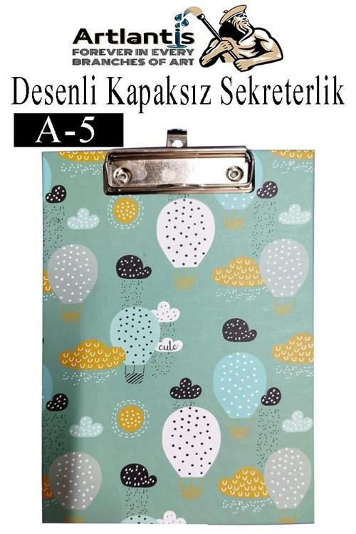 Desenli Sekreterlik Kapaksız A5 1 Adet Renkli A5 Kapaksız Sekreterlik Klipsli Metal Mekanizmalı 80 Yaprak Kapasiteli