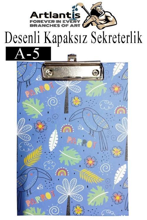 Desenli Sekreterlik Kapaksız A5 1 Adet Renkli Desenli A5 Sekreterlik Klipsli Metal Mekanizmalı 80 Yaprak Kapasiteli