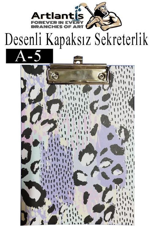 Desenli Sekreterlik Kapaksız A5 1 Adet Renkli Desenli A5 Sekreterlik Klipsli Metal Mekanizmalı 80 Yaprak Kapasiteli