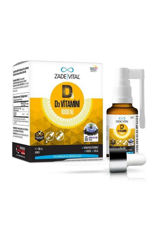 D3 Vitamini 1000 IU çörek otu yağı (Nigella sativa) içeren Sprey damla 20 Ml