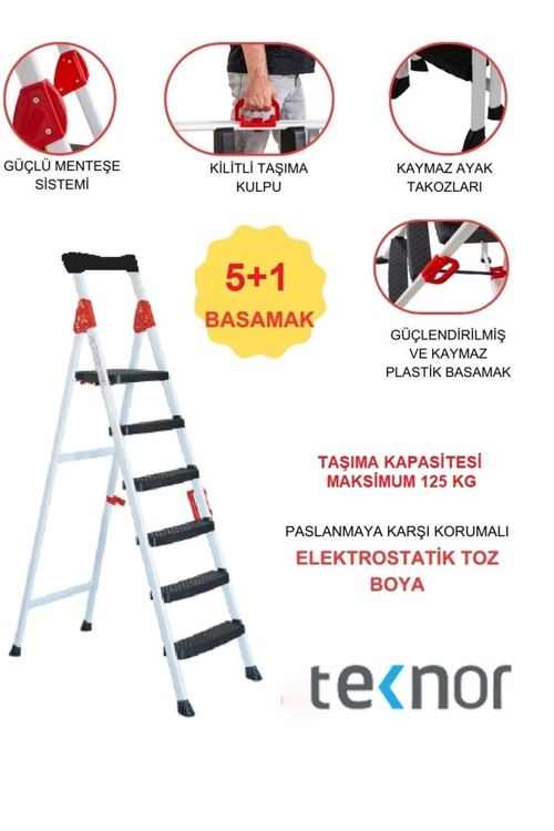 Extreme Plastik Basamaklı 5+1 Metal Merdiven