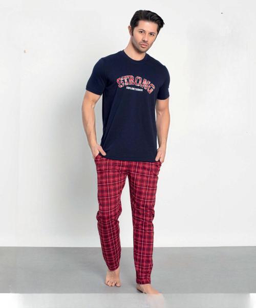 Erkek Modal Bisiklet Yaka Kısa Kol Pijama Takımı 10354 -  1 Adet