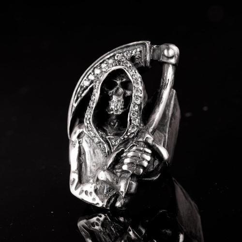 925 Ayar Gümüş İskelet Yüzük, Erkek Yüzükleri, Gotik Yüzük, El Yapımı Yüzük, Azrail Yüzük