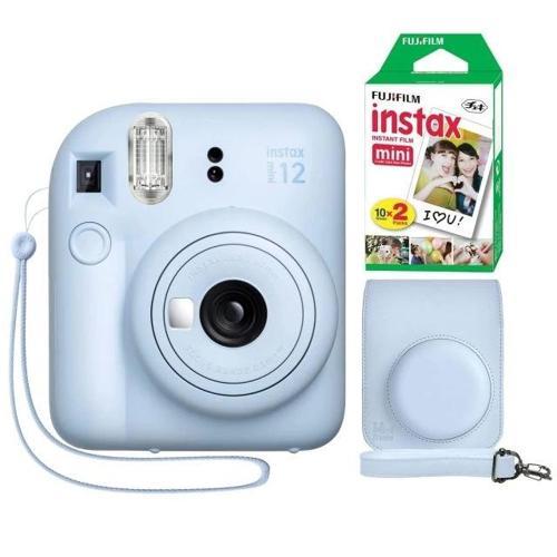 Instax Mini 12 Anlık Fotoğraf Makinesi/ Minimate Özel Kılıf/20 Sayfa/İkili Paket - Mavi