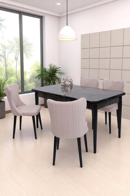 Duru Tuna Mdf Lak Panel Açılır Yemek Masa Takımı 90x160
