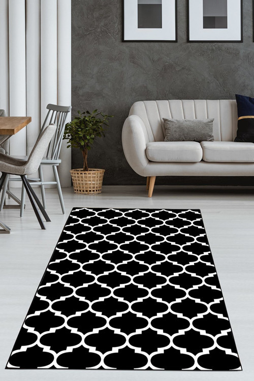 Modern Motifli Dijital Baskılı Kalın Halı