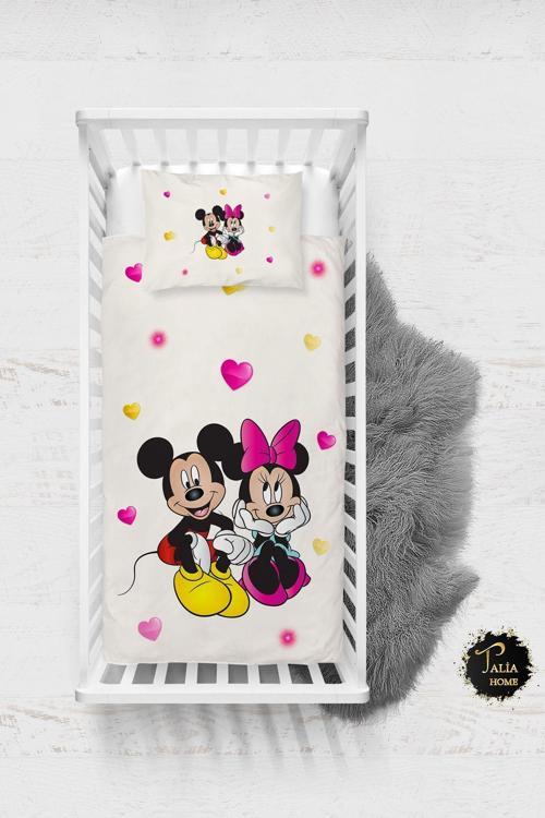 Mickey Mouse Desenli Bebek Nevresim Takımı Çarşaflı Tlabn-112