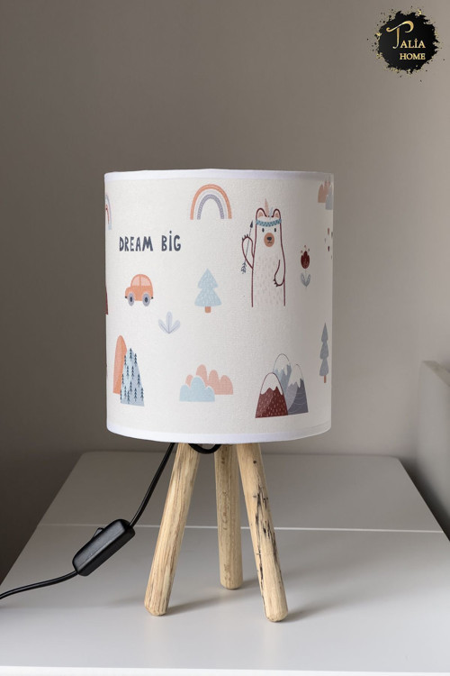 Dream Big Bulutlar Yıldızlar Desenli Çocuk Odası Abajur Masa Lambası Tlab-057