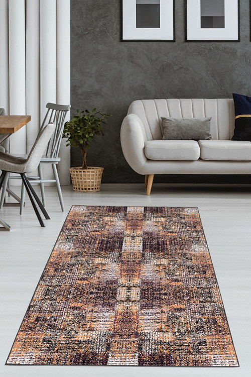 Modern Motifli Dijital Baskılı Kalın Halı