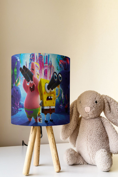 Süngerbob Ve Patrick Desenli Çocuk Odası Abajur Masa Lambası Tlab-266