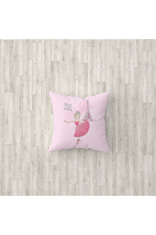 Pembe Paris Desen Çocuk Ve Bebek Odası 3'Lü Kırlent Kılıfı Tlakr-159
