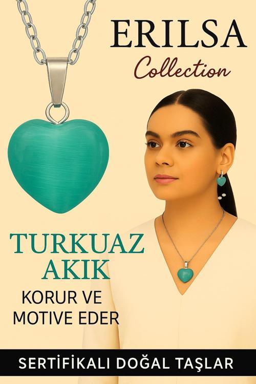 Sertifikalı Kalp Model Turkuaz Akik Taşı Kolye – Koruyucu Enerji ve Yüksek Motivasyon Taşı