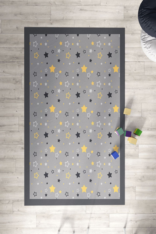 Yıldız Desenli Çocuk Ve Bebek Odası Dekoratif Halı Tlh-139