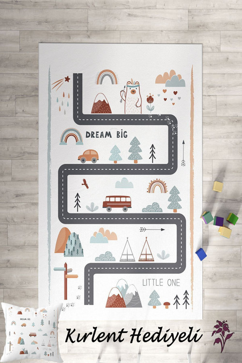 Doğa Desenli Çocuk Ve Bebek Odası Dekoratif Halı Tlh-057
