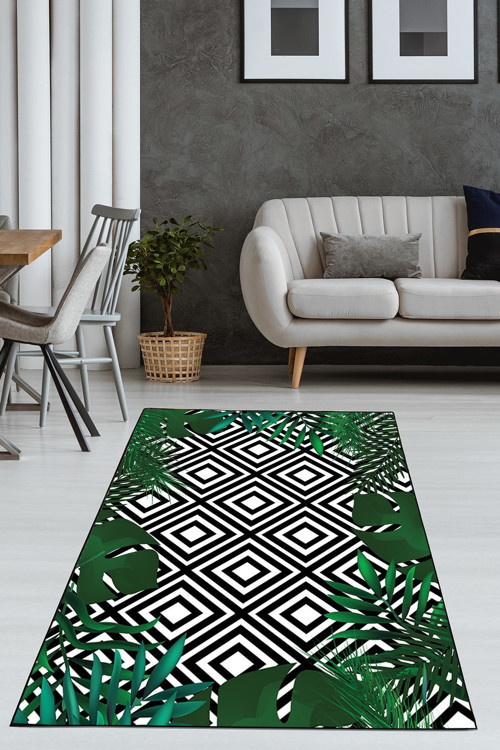 Modern Motifli Dijital Baskılı Kalın Halı